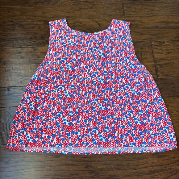 Bundle of (2) J Crew Floral Printed Tops Poplin / Shell Tank Femenine Sz L - Picture 10 of 15